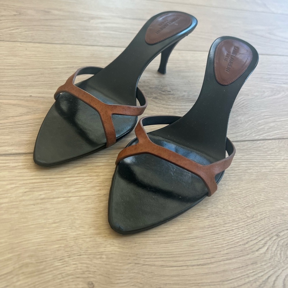 Saint Laurent Black and Tan Heels 38.5 - Picture 4 of 4